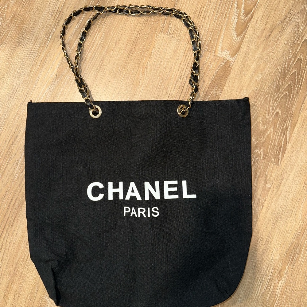 Chanel Black Canvas Tote Bag
